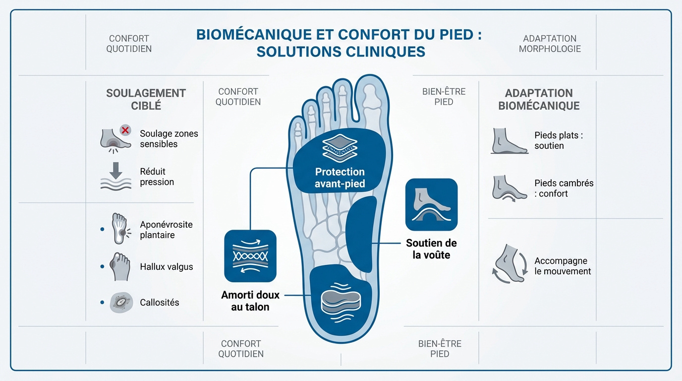 Analyse de la biomécanique du pied et solutions de confort pour semelles orthopédiques