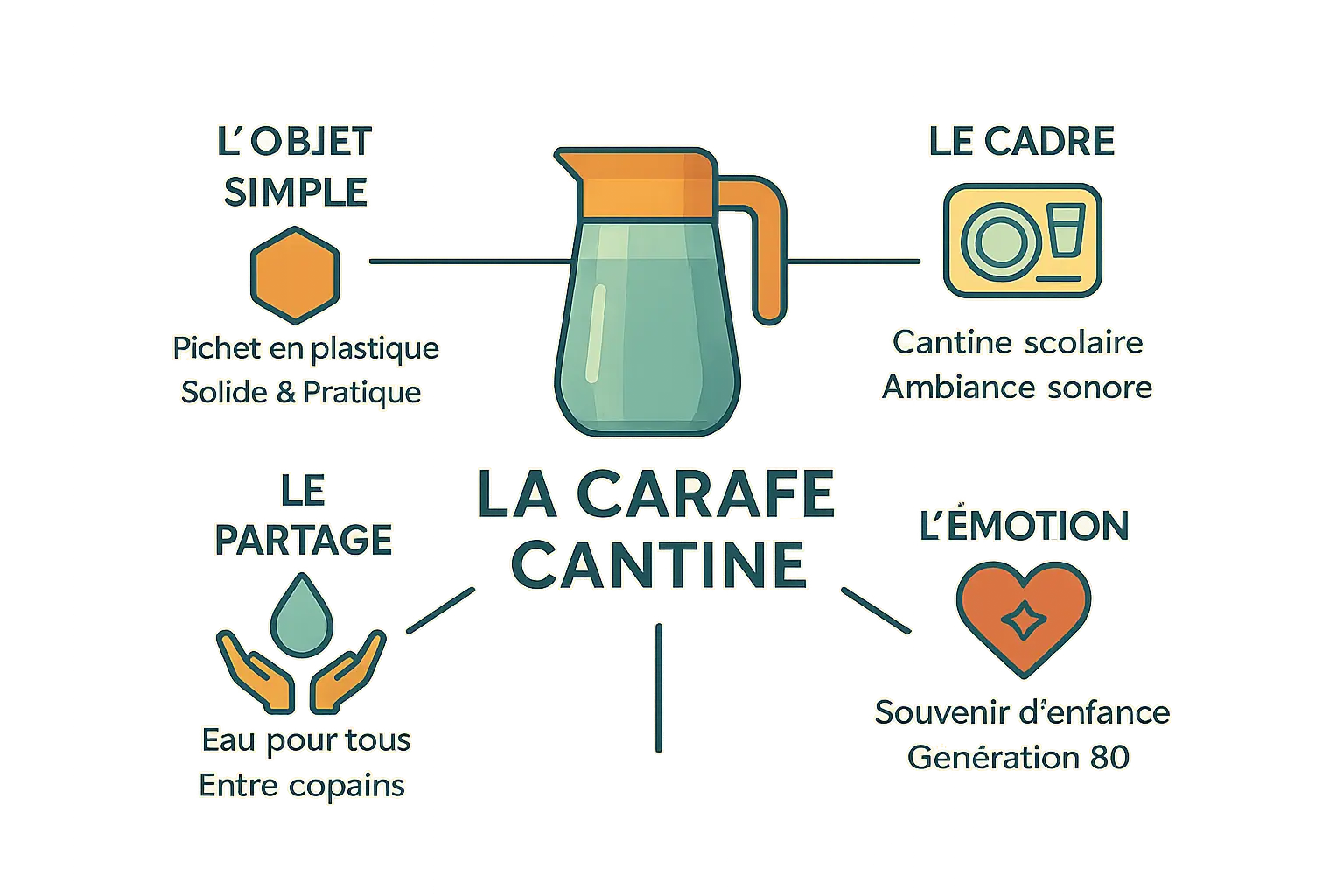 Carafe de cantine vintage en plastique bleu ciel avec bouchon assorti