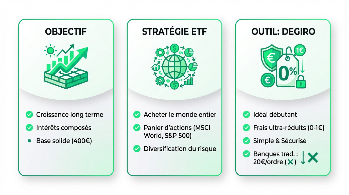 investir 1000 € Guide investissement ETF 400 euros croissance long terme