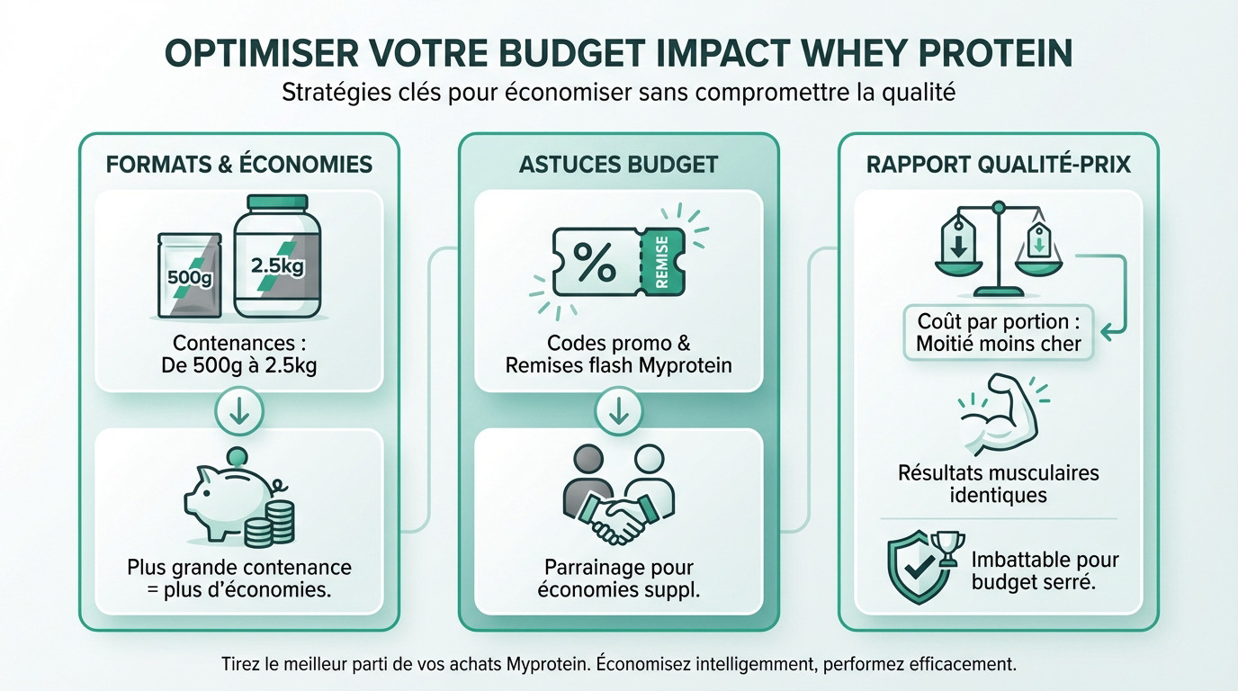 Sachet Impact Whey Protein Myprotein et shaker pour optimiser le budget nutrition