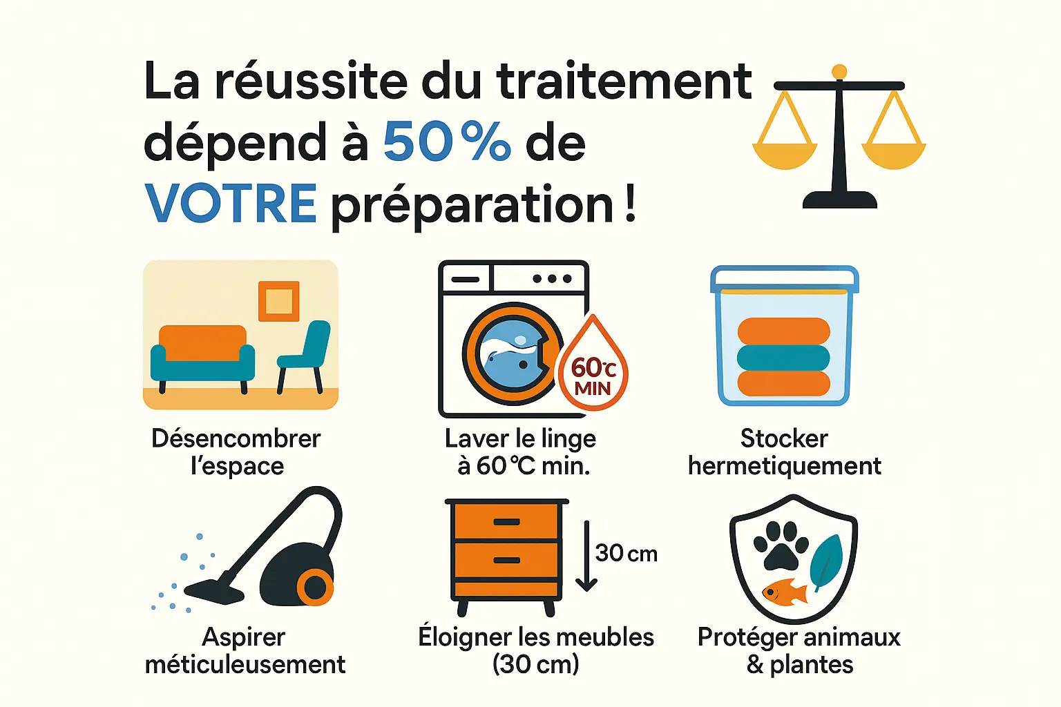 Préparation avant traitement des punaises de lit