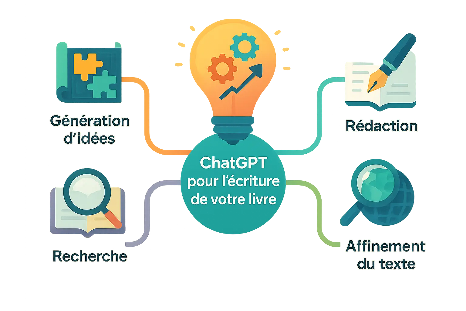 Infographie sur <strong>l'utilisation de ChatGPT pour l'écriture d'un livre</strong>