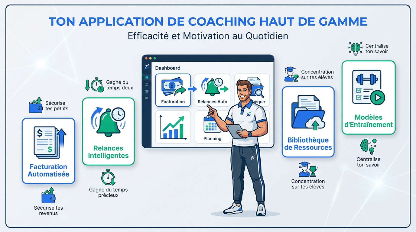 Interface d'une application de coaching pour optimiser la productivité et la gestion des tâches