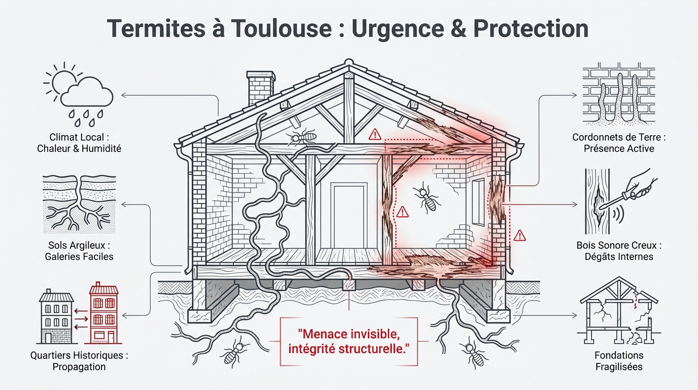 Inspection de charpente bois contre les termites à Toulouse