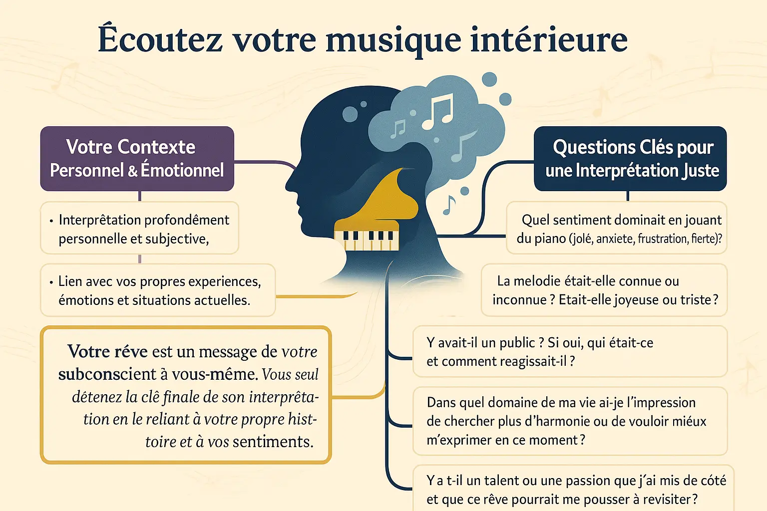 Illustration d'un piano dans un rêve