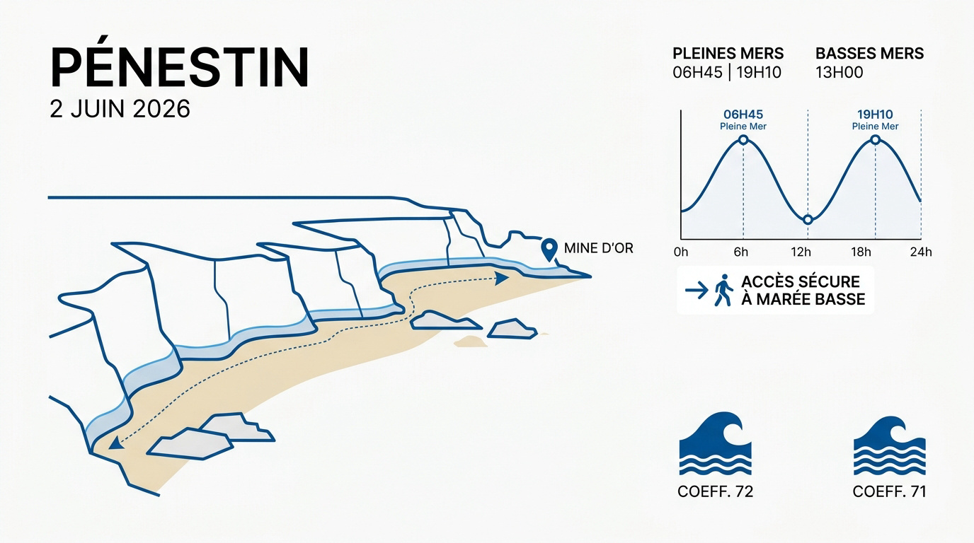 Accès aux falaises de la Mine d'Or à Pénestin sous un ciel de juin