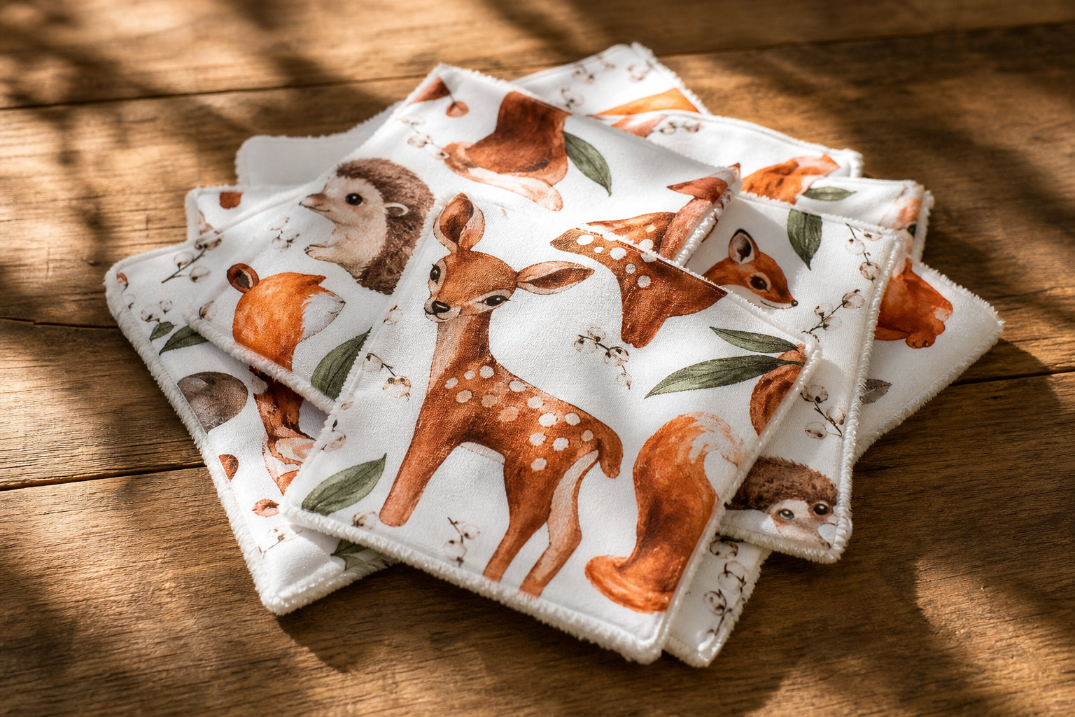 7 Lingettes lavables forest : le respect de la peau en éponge bambou