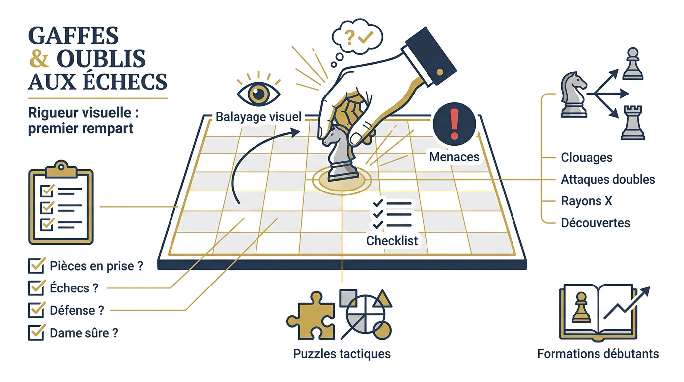 Infographie sur la rigueur visuelle et les thèmes tactiques aux échecs