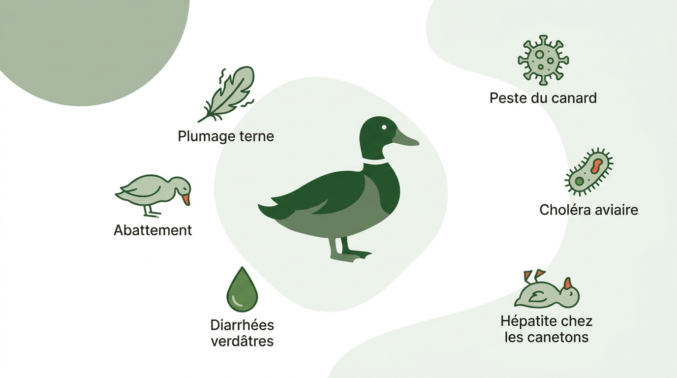 Canard présentant des signes d'abattement