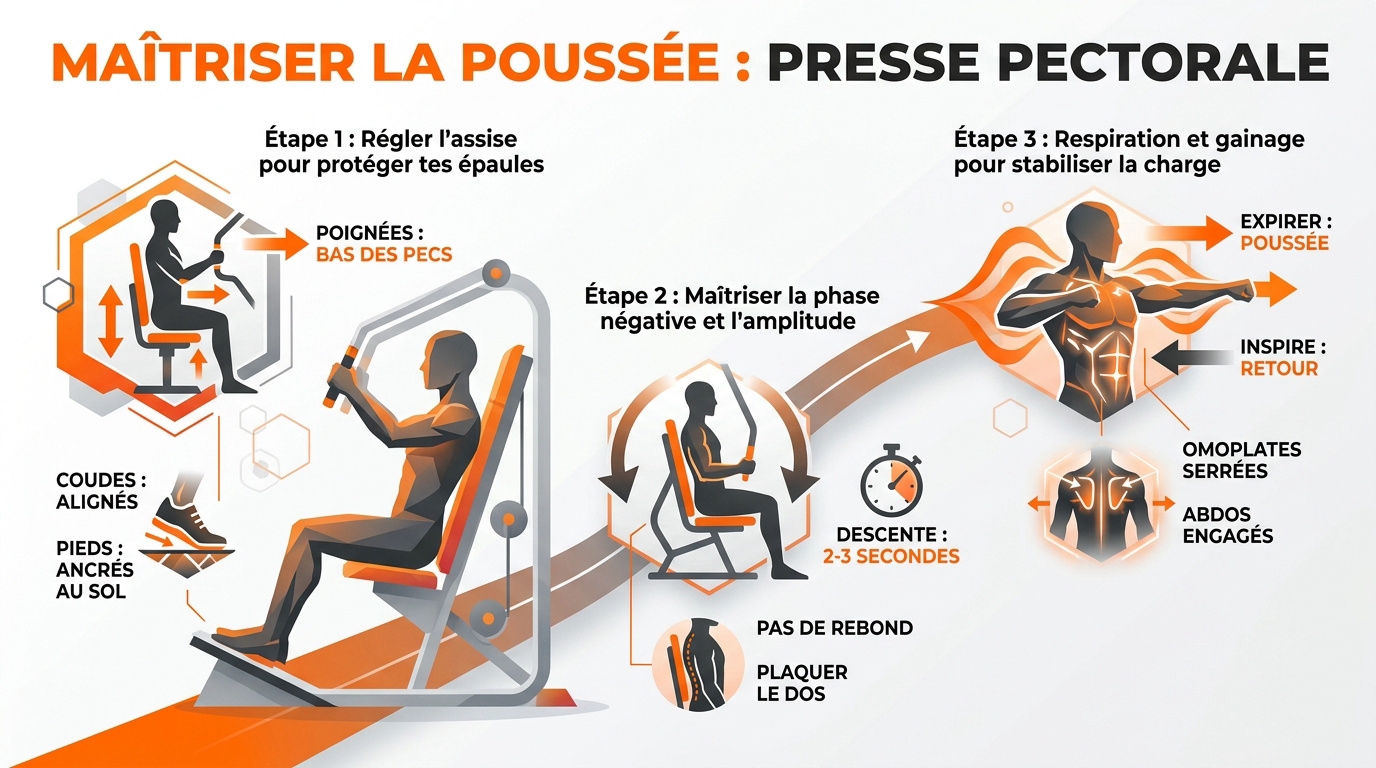 Homme s'entraînant sur une machine de développé couché chez Basic Fit avec une technique parfaite