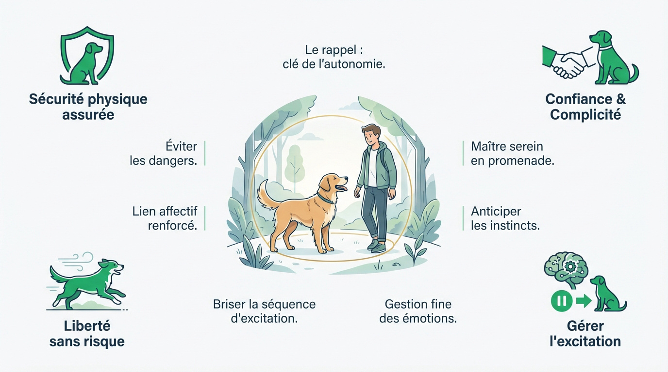 Chien heureux revenant vers son maître en extérieur