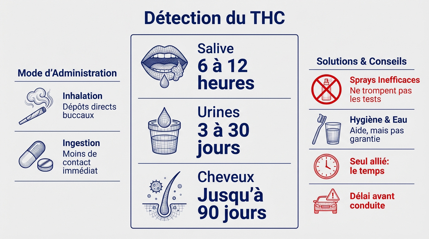 Graphique de détection du THC dans la salive et l'organisme