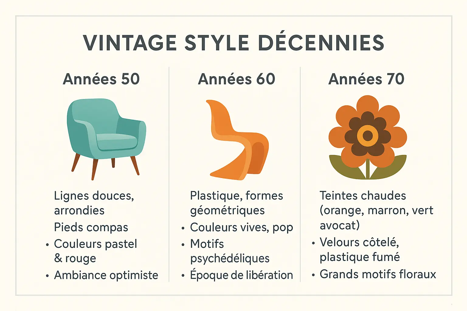Évolution des styles vintage par décennie