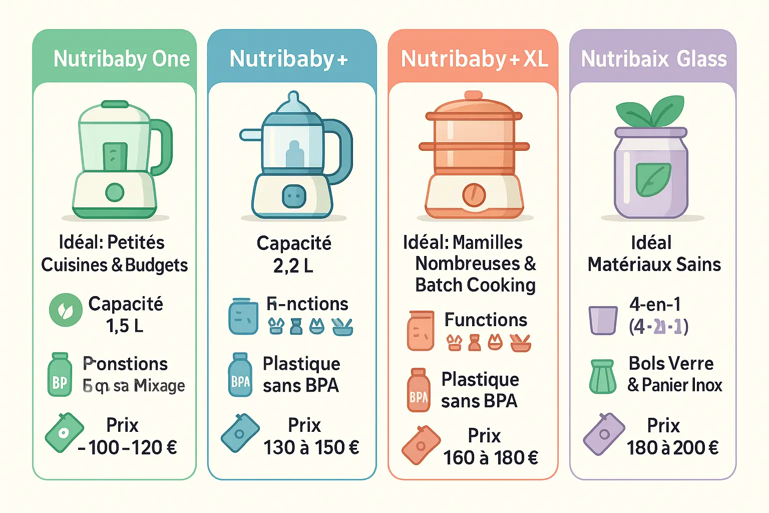 Comparaison des robots Nutribaby