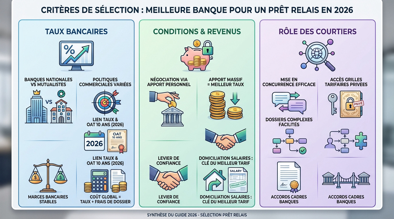 Critères de sélection pour la meilleure banque pour un prêt relais en 2026