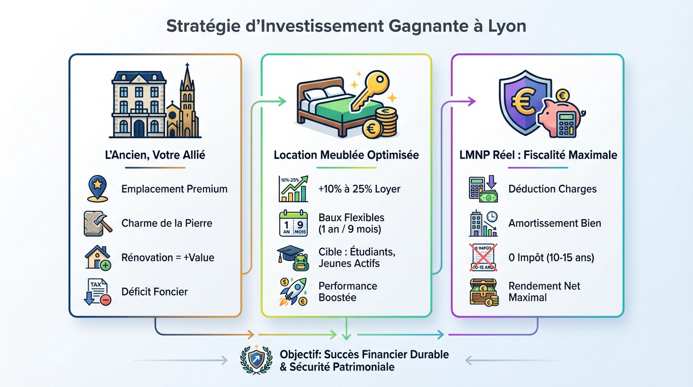 Appartement ancien rénové à Lyon optimisé pour la location meublée et le statut LMNP