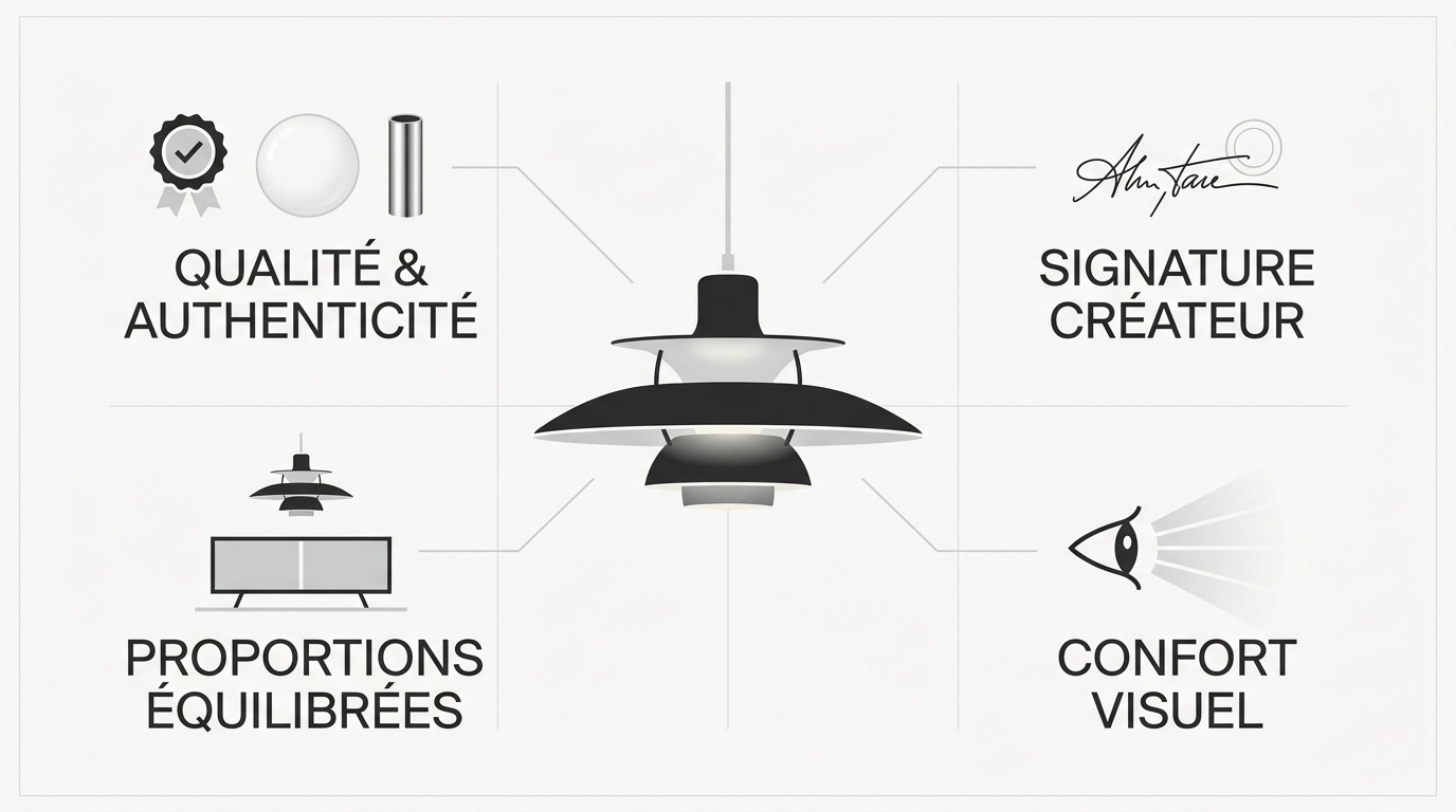 Détails de finition et signature sur une lampe design authentique