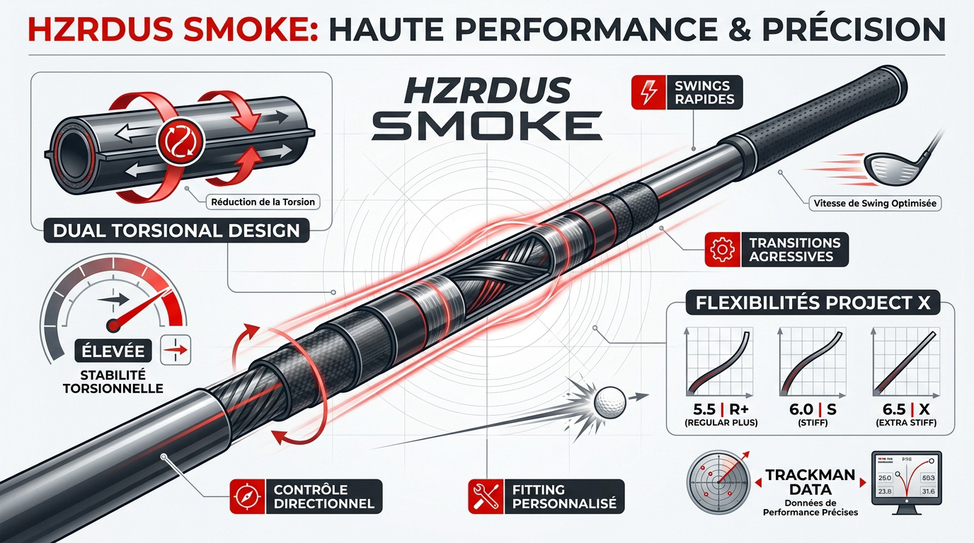 Infographie technique des performances et de la précision du shaft Project X HZRDUS Smoke