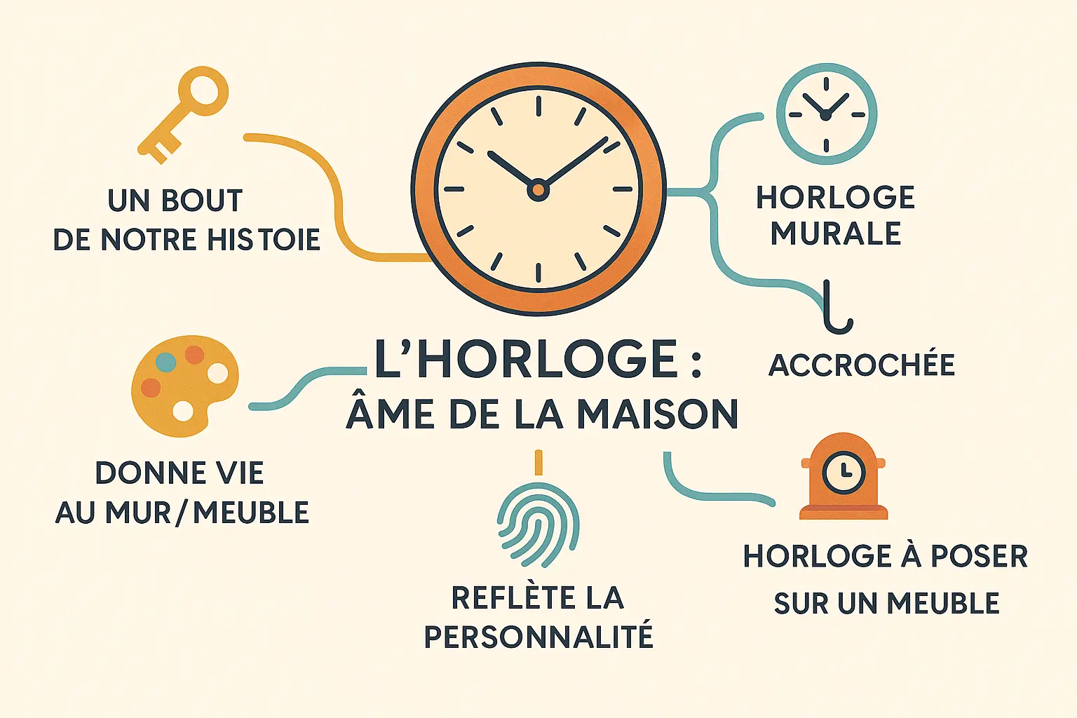 Exemples d'horloges murales et à poser dans différents styles de décoration intérieure