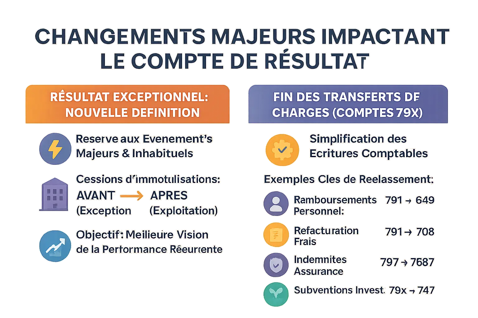 Illustration des changements sur le compte de résultat