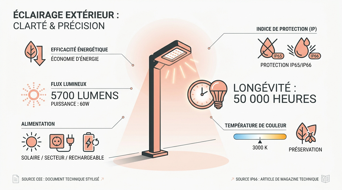 Éclairage extérieur moderne et précis pour jardin et terrasse