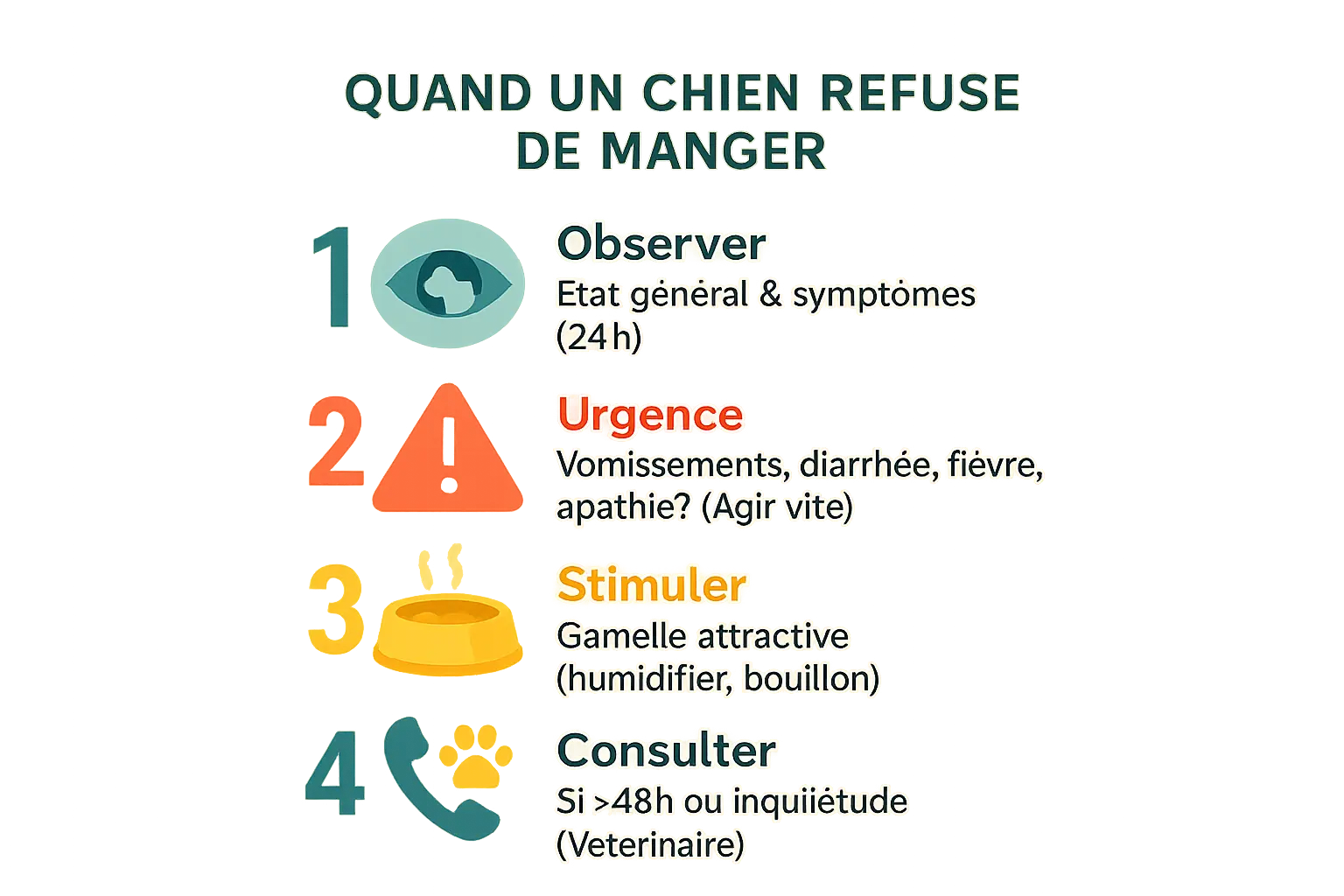 Chien refusant de manger : solutions concrètes