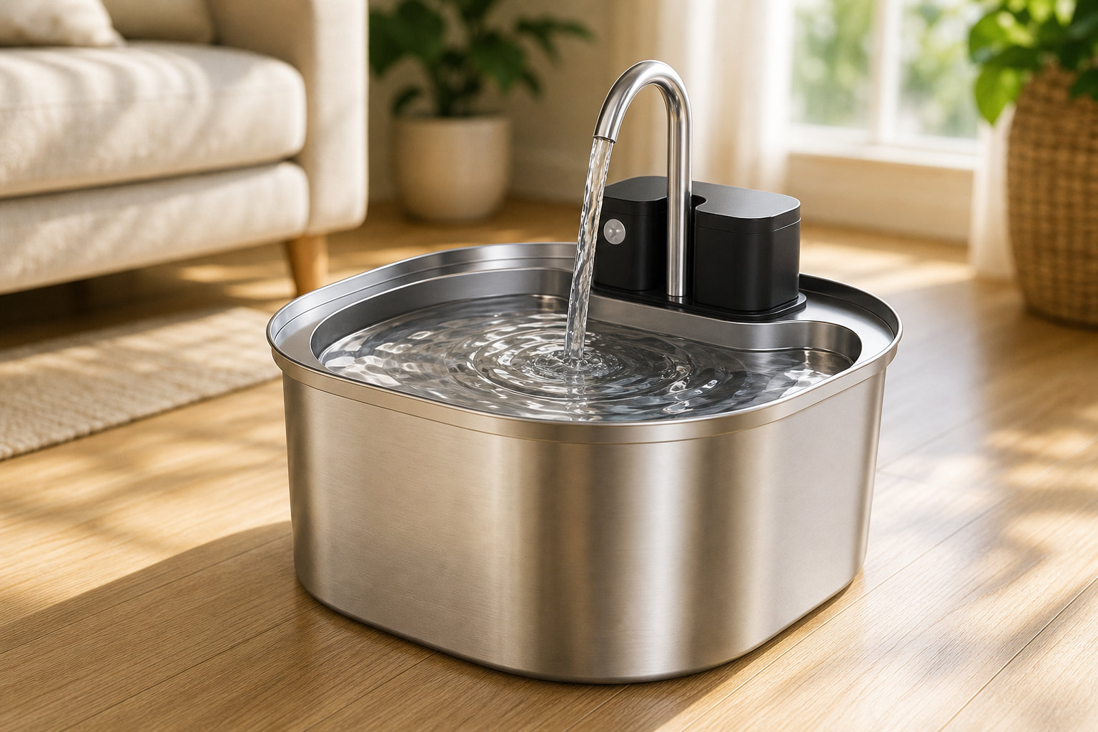 Fontaine à eau chat en inox et hygiène durable