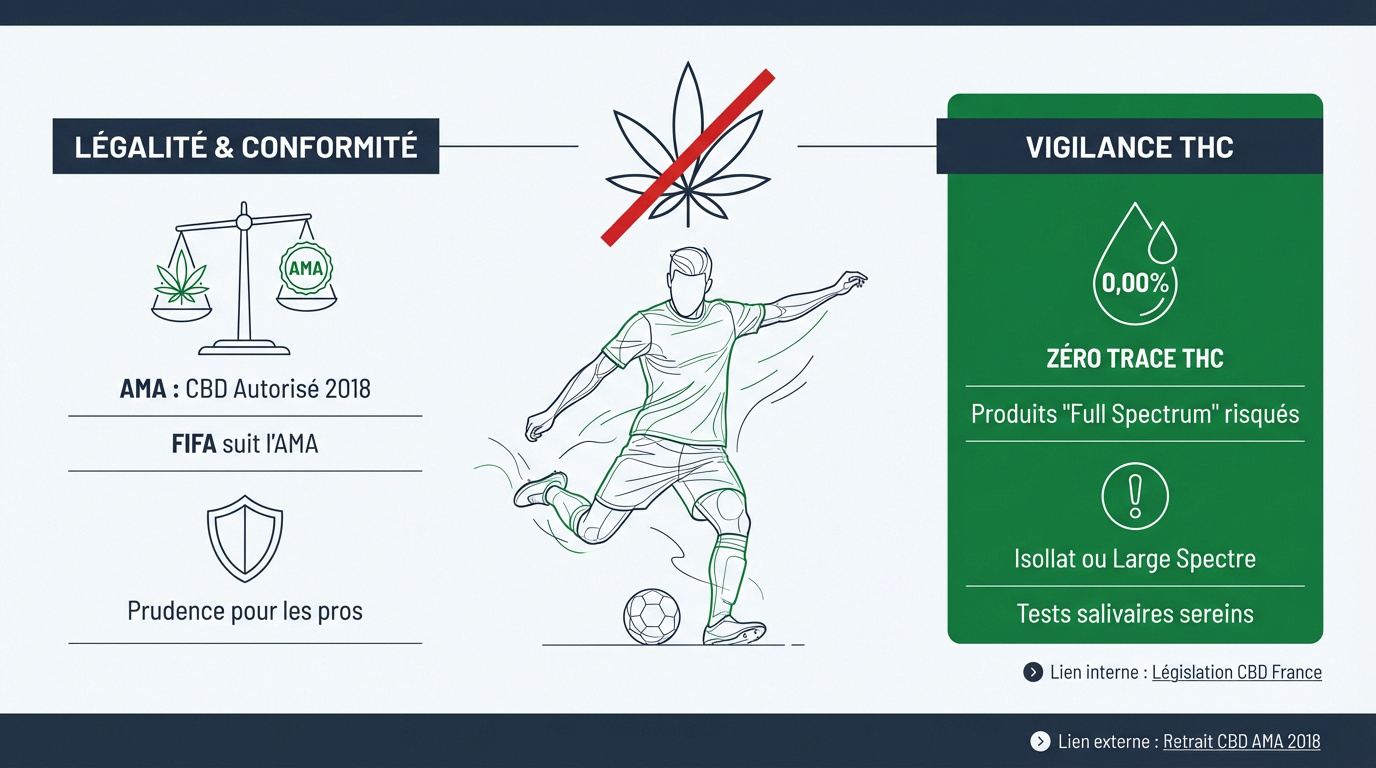 Footballeur professionnel s'informant sur la réglementation du CBD et du dopage