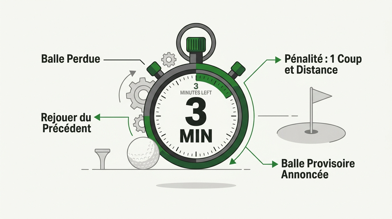 Golfeur cherchant sa balle dans le rough conformément aux règles de golf