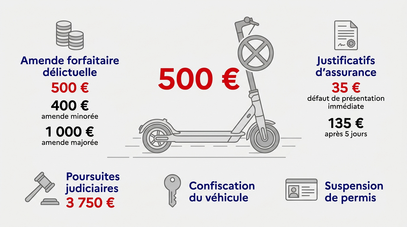 Contrôle de police pour amende trottinette électrique non assurée