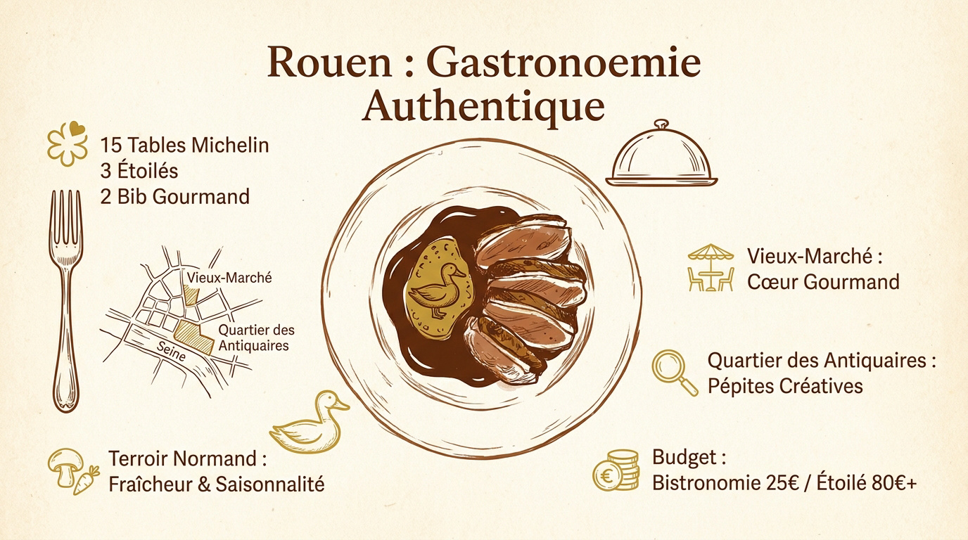 Plat gastronomique dressé avec des produits du terroir normand à Rouen