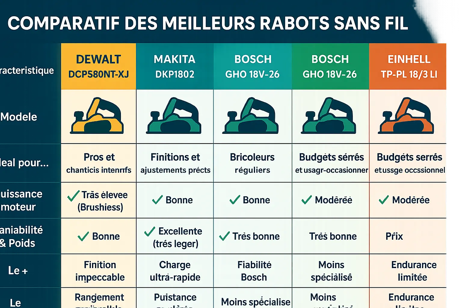 <strong>Rabots sans fil en comparaison</strong>