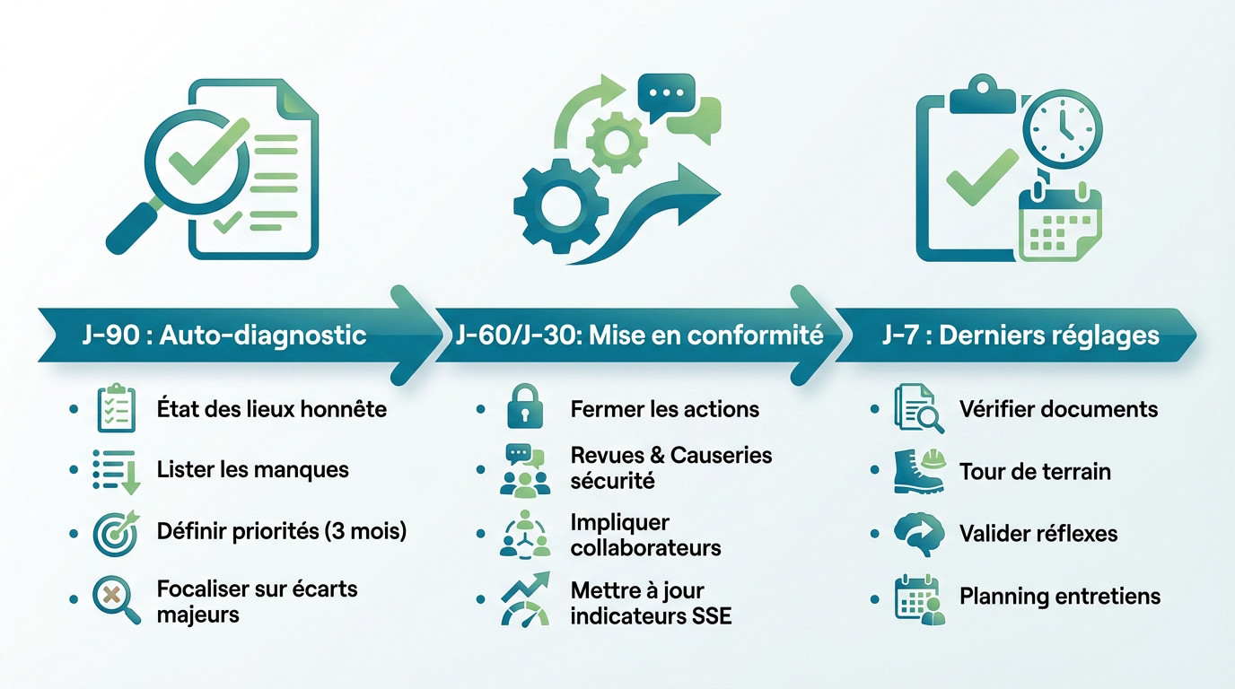 Rétro-planning des 3 phases clés pour préparer l'audit MASE