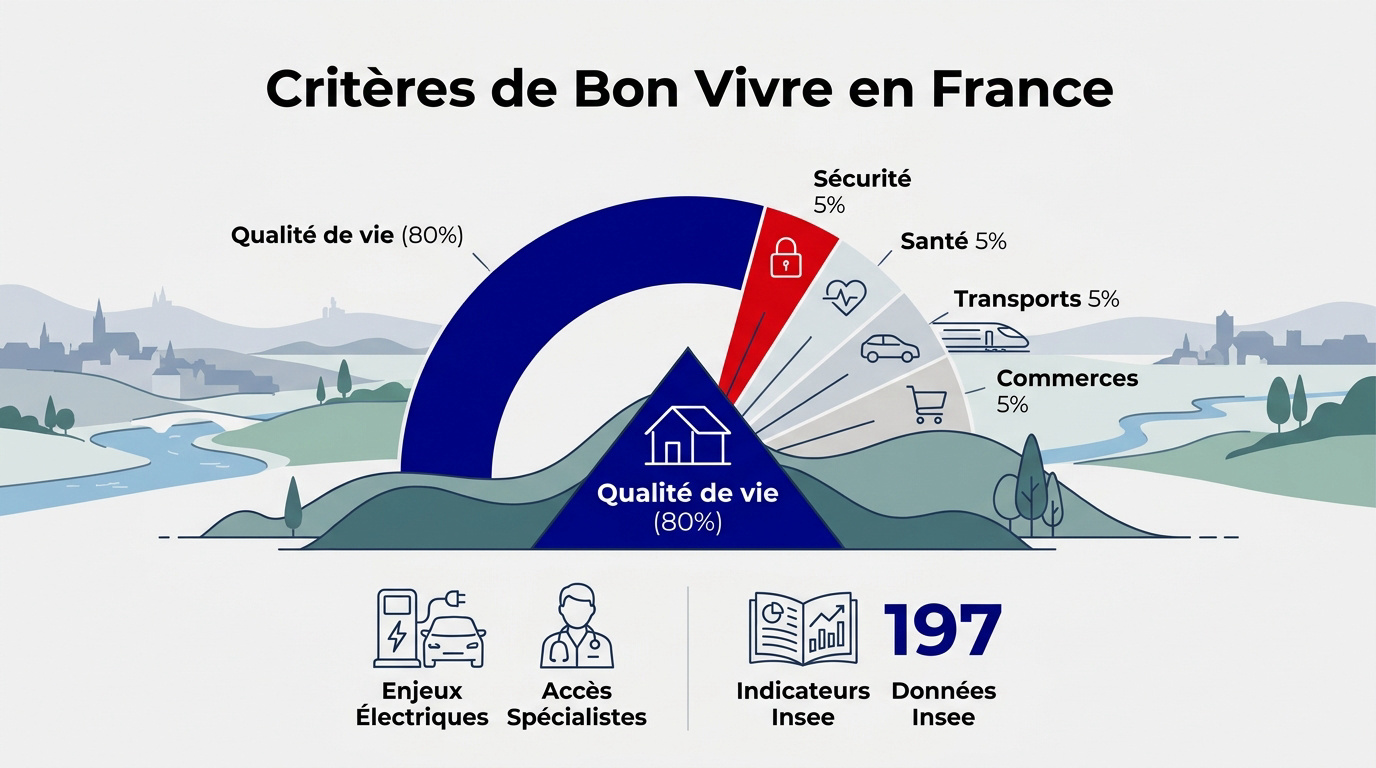 Graphique des critères du classement des villes où il fait bon vivre en France