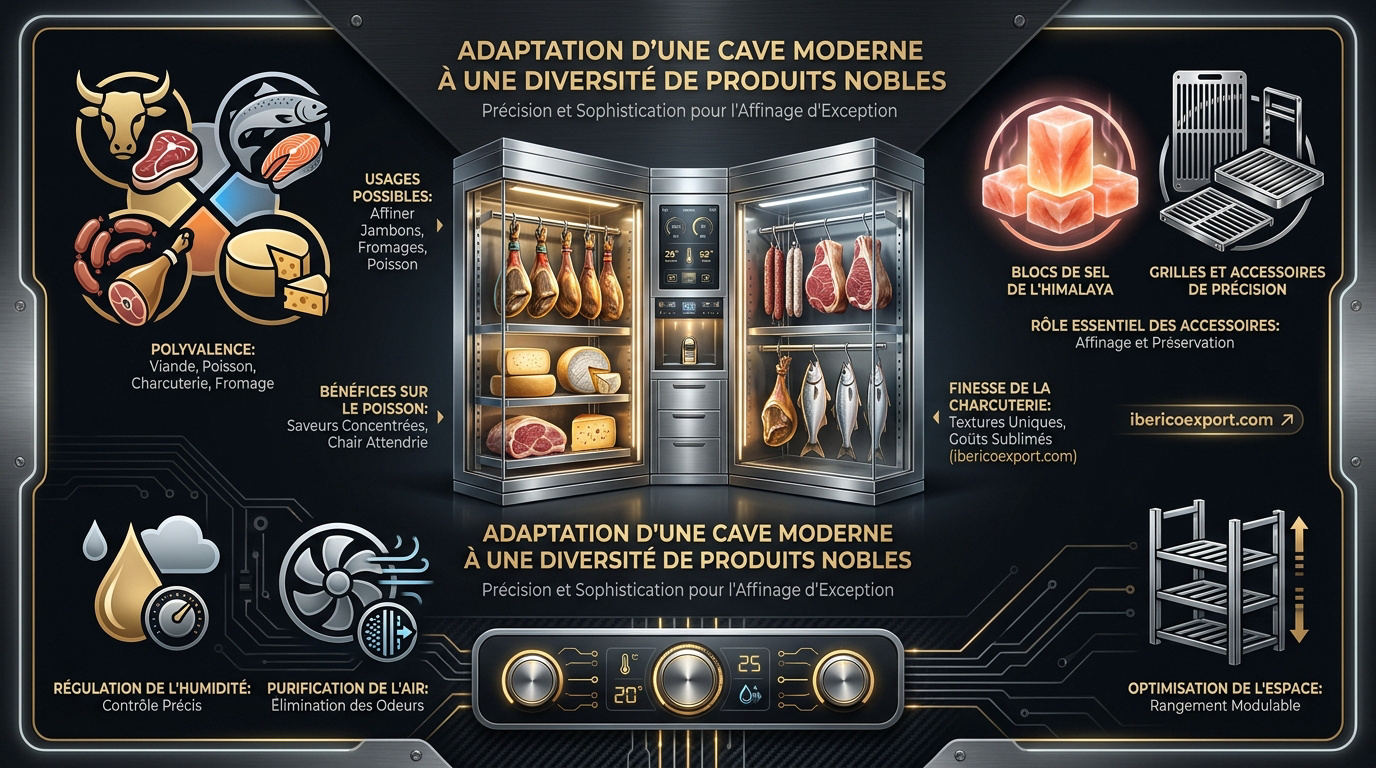 Cave de maturation premium : valoriser la viande grâce à une technologie de pointe 3 Cave de maturation premium présentant des pièces de viande et produits nobles en affinage
