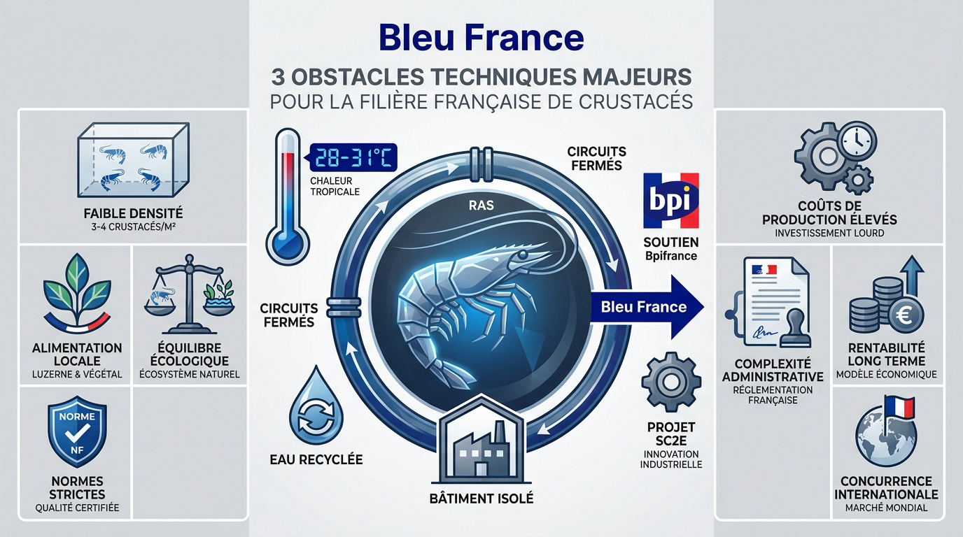 Élevage de crevettes en bassin contrôlé en France