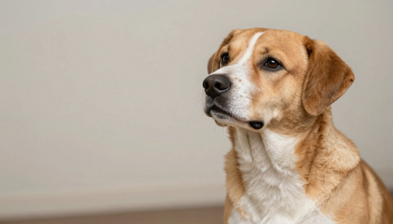 Portrait de chien calme attendant une friandise, illustration du renforcement positif pour stopper les aboiements