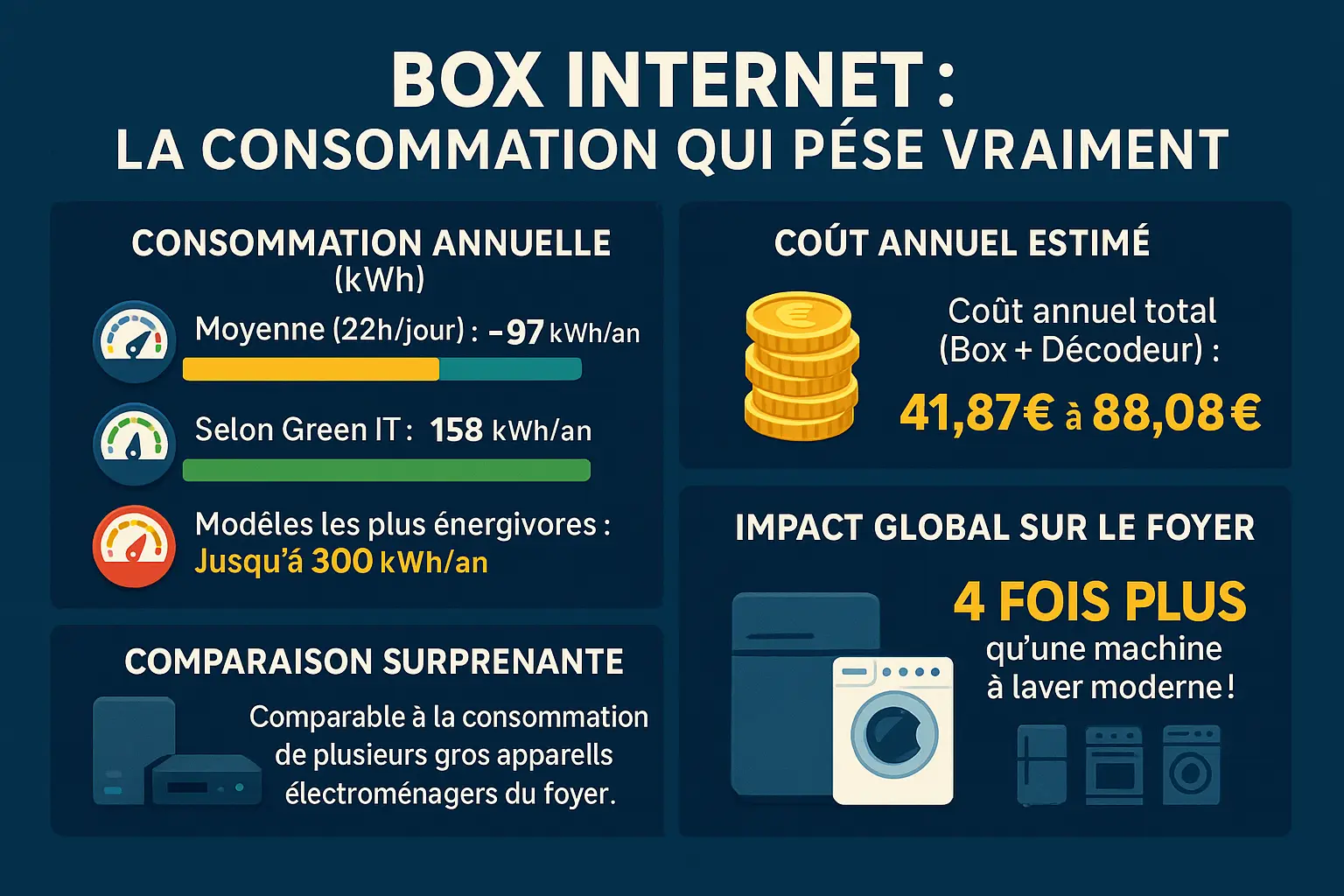 Illustration de la consommation électrique d'une box internet