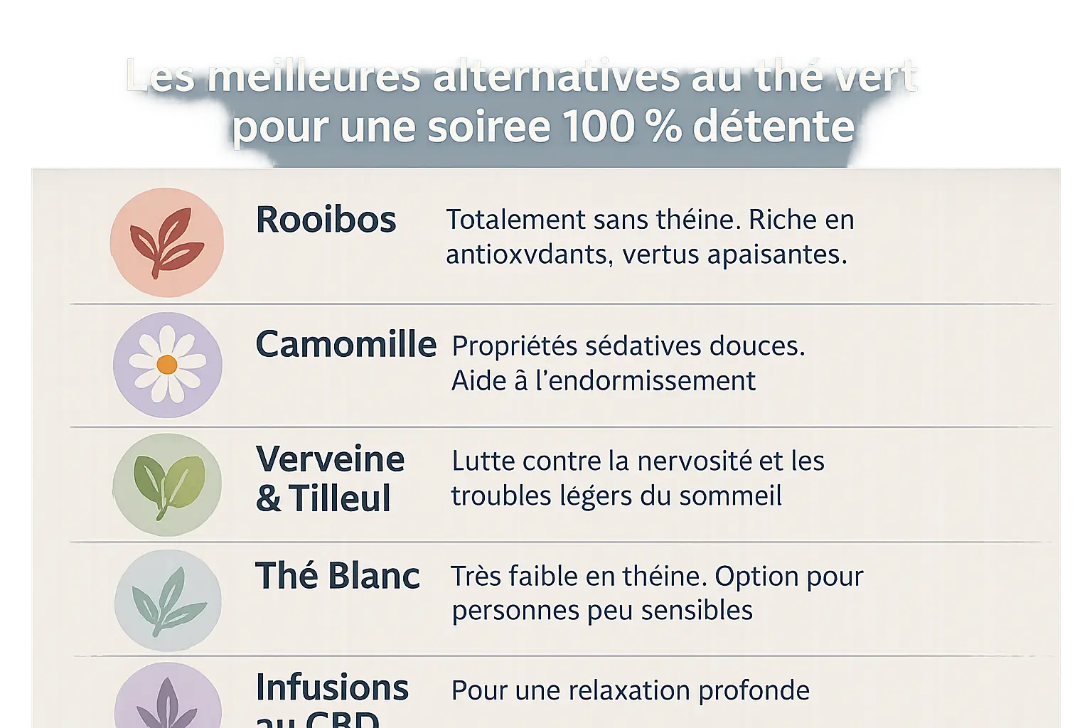Illustration d'alternatives relaxantes au thé vert