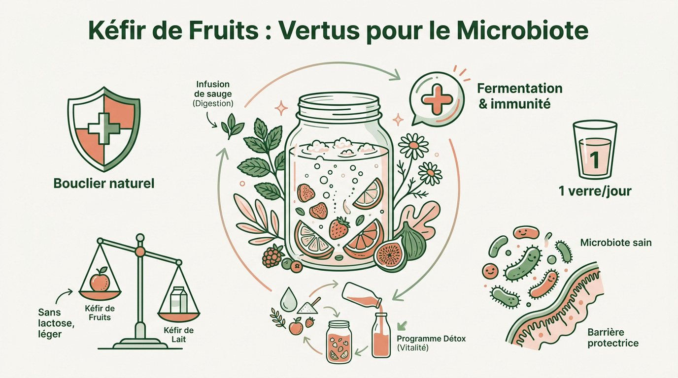 Bocal de kéfir de fruits pétillant avec des tranches de citron et des figues