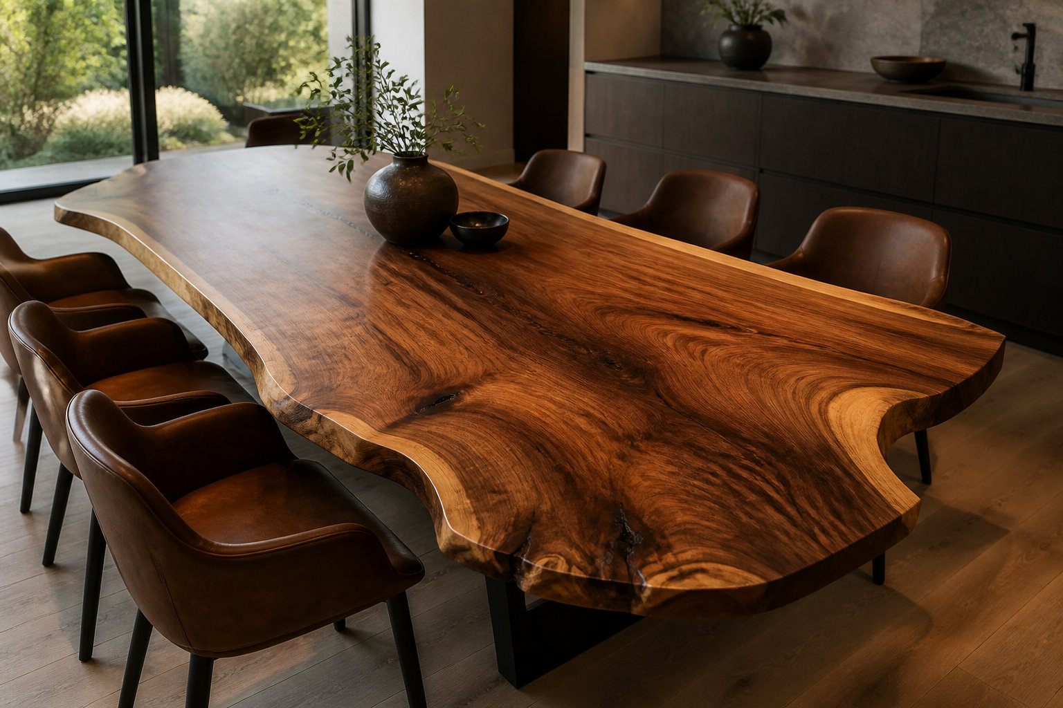 Table Live Edge en noyer : le prestige de l'organique