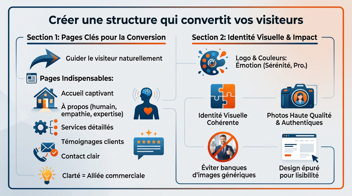 Structure de site web optimisée pour la conversion des visiteurs d'un coach de vie