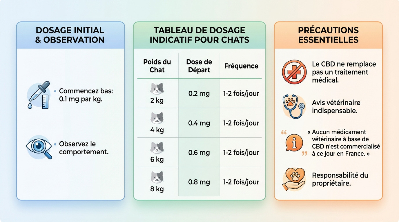 Guide visuel pour le dosage et l'administration de l'huile de CBD chez le chat