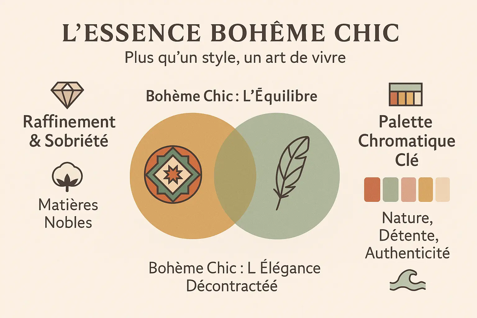 Palette de couleurs bohème chic