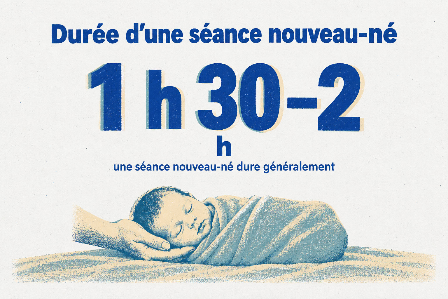 Une séance nouveau-né chez une photographe qui prévoit des pauses dure généralement entre 1 h 30 et 2 h.