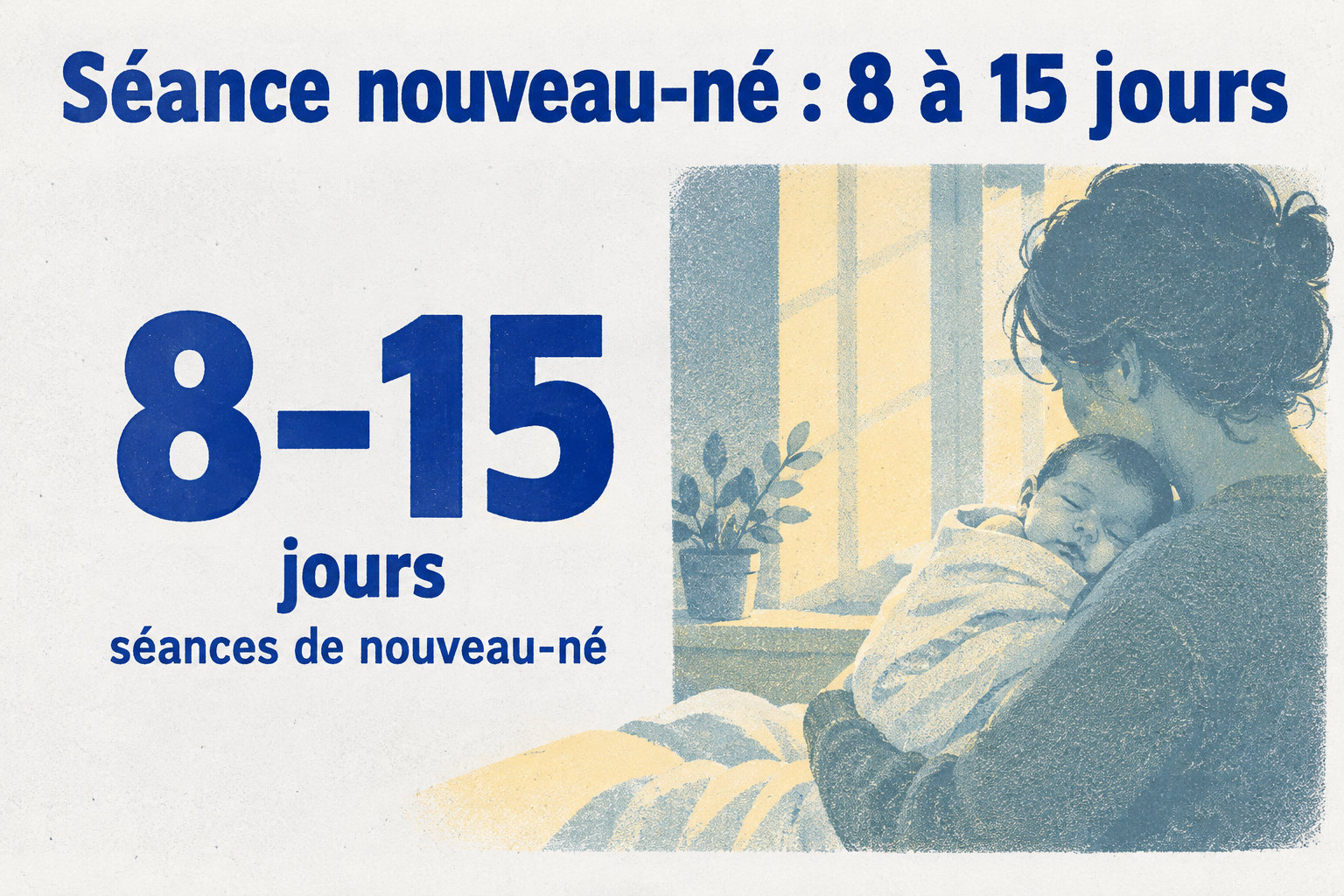 Une photographe spécialisée préfère réaliser les séances de nouveau-né entre 8 et 15 jours après la naissance.