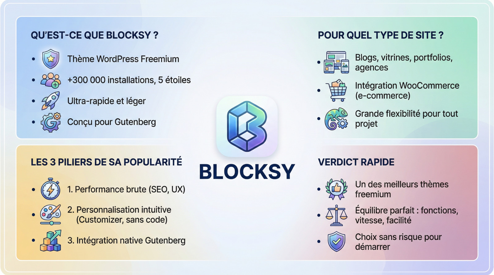 Interface du thème Blocksy montrant les options de personnalisation sur WordPress