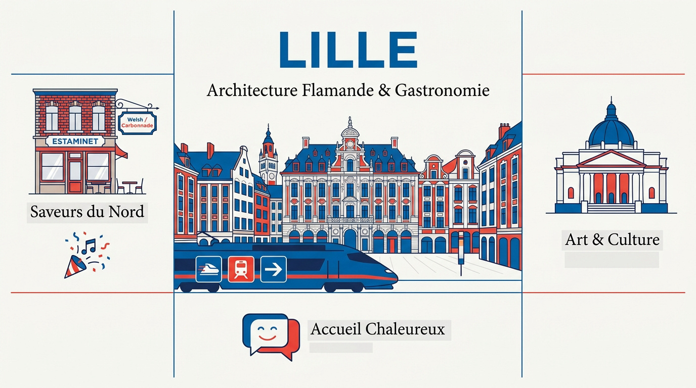 Architecture flamande de la Grand Place de Lille et gastronomie locale