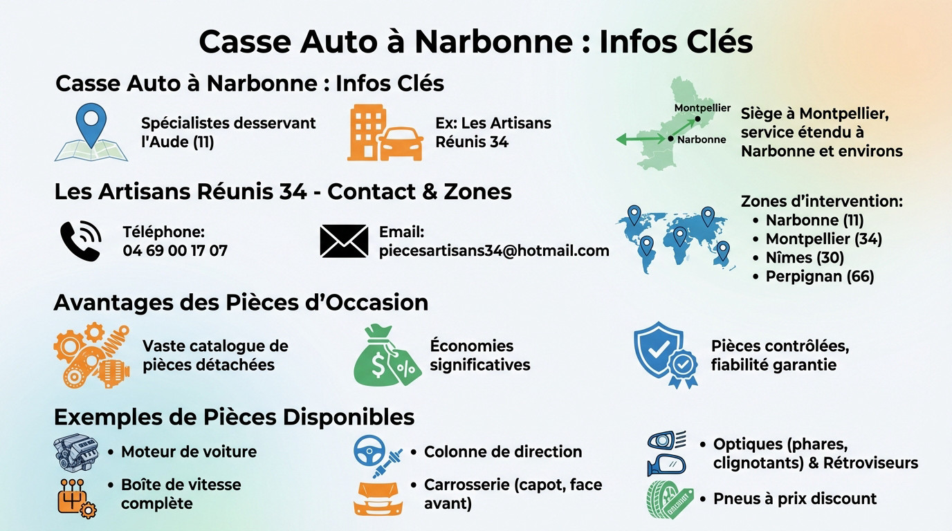 Casse auto à Narbonne : services de pièces détachées et enlèvement d'épaves