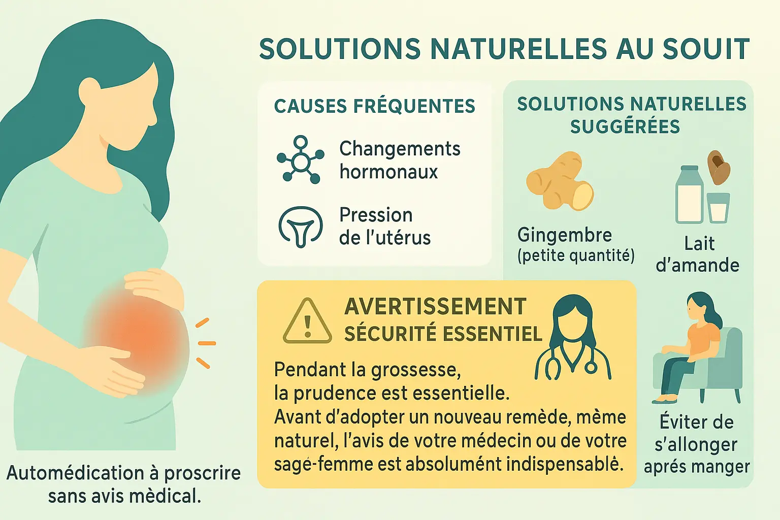 Illustration de remèdes naturels pendant la grossesse